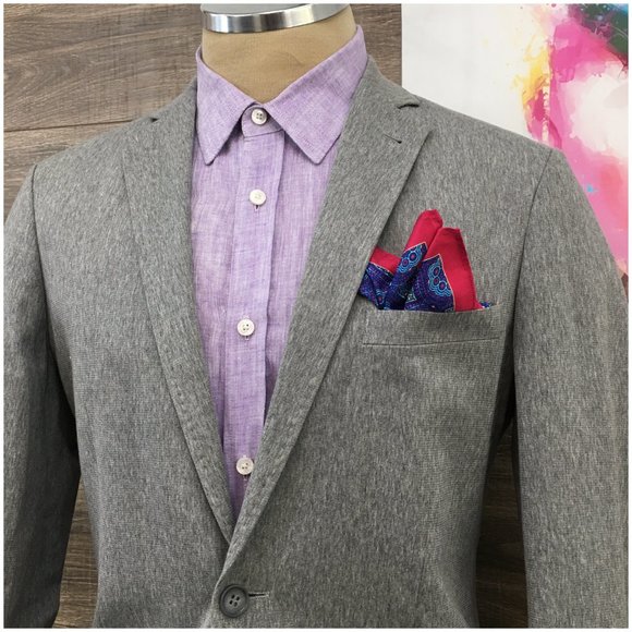 Saks Fifth‎ Mens Blazer Sport Coat Two Button Jacket Cotton 40 Slim Casual Suits - Picture 2 of 13